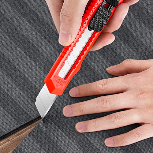 DIYSELF 30 Pack Box Cutter Retractable, 18mm Utility Knife, Snap-Off Blade - color: Red, size: 30 Pack