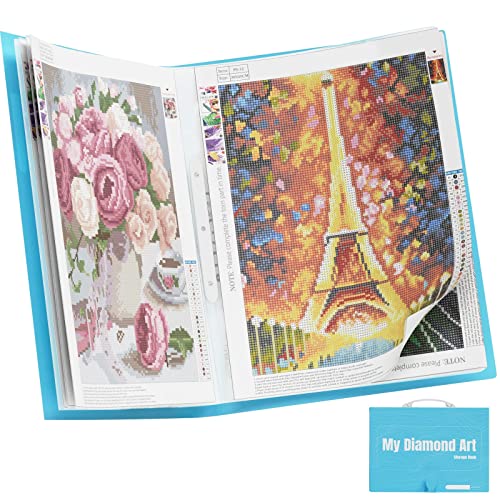 ARTDOT A2 Storage Book for Diamond Art Kits, Diamond Art Portfolio Folder with 30 Pocket Slevees Protectors (39.7 x 56cm) - size: A2:22x16.4 inches