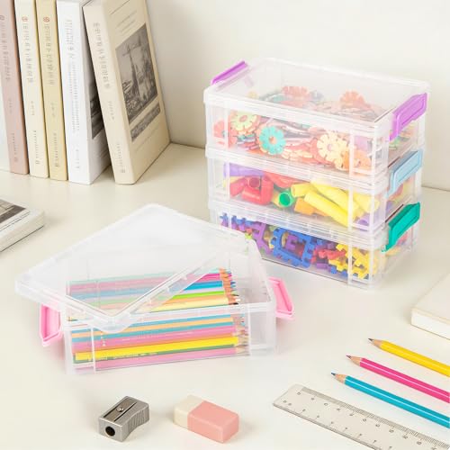 Large Plastic Clear Hart Pencil Box Case For Crayons, Markers, Art Supplies - color: Blue