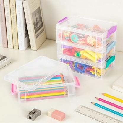 Large Plastic Clear Hart Pencil Box Case For Crayons, Markers, Art Supplies - color: Blue