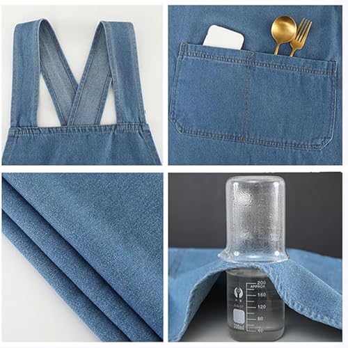 Adult Cross Back Apron, Stain Resistant Cotton Apron with Pockets ﻿ | Denim Cross Back Aprons, Cotton Apron Suitable for Gardens and Kitchens, with Pockets for Easy Carrying of Tools - color: B