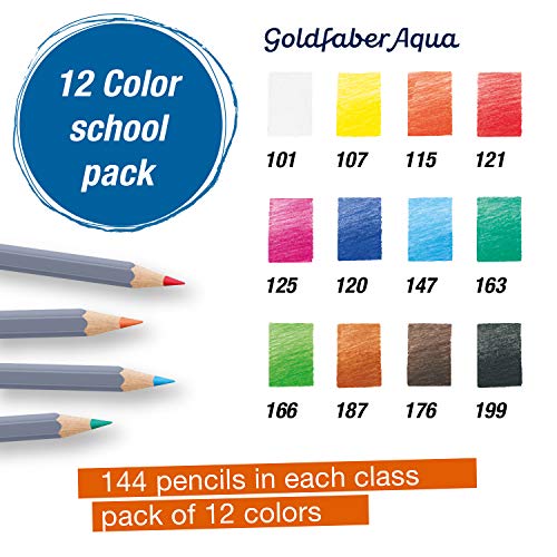 Faber-Castell Creative Studio Goldfaber Water Color Pencil Classpack - 144 Pencils in 12 Colors - size: 144 Count (Pack of 1)