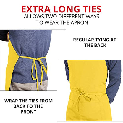 Utopia Kitchen 2 Pack Bib Apron, Adjustable with 2 Pockets, Water and Oil Resistant, Cooking Kitchen Chef Apron for Women Men - color: Yellow