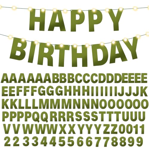 TaoBary 107 Pcs DIY Banner Letters Kit Glitter Banner,Bright Green | 107 Glitter Letters Numbers with Rope and Needle, Reusable for Birthday, Halloween, Christmas, Wedding, Valentine Decor - color: Bright Green