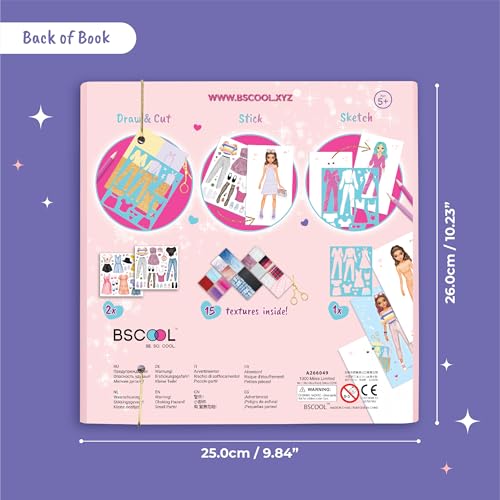 BSCOOL Fashion Designer Kits for Girls Drawing Coloring Book. Sticker Book | Includes stickers stencils and textures to spark little designers creativity. Fun dress-up sketchbook for kids ages 5 and up. - color: Fashion Studio