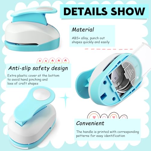 CHENGU 3 Pack Circle Hole Punch 2"/1"/0.6", Blue | Paper Craft Cutters for Card Making, Shape Punches for Scrapbooking, Includes 10 Sheets Stickers, Photo Album DIY Projects - color: Blue, style: Circle
