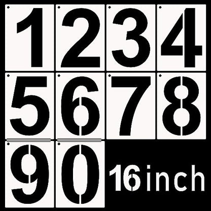DXCYZ 16 Inch Large Number Stencils Kit 0-9 Address Number Stencil, 10PCS Reusable Plastic Painting Number Templates for Mailbox Signs, Door, Cars, Trucks, Home, Business, Window (16 Inch) - size: 16 Inch