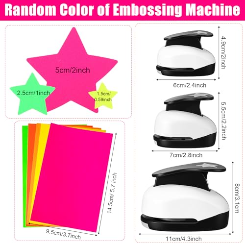 CHENGU 3 Pack Star Hole Punch 2"/1"/0.6", Black | Paper Craft Cutters for Card Making, Shape Punches for Scrapbooking, Includes 10 Sheets Stickers, Photo Album DIY Projects - color: Black and White, style: Star