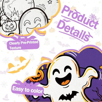 Niteform Pre Drawn Canvas to Paint, Pre Printed Canvas Boards, Pre Stretched Outline Painting Kits for Beginners, Adults, Party Favors & Spring Craft Activities (5 * 7-Halloween) - style: 5*7-Halloween