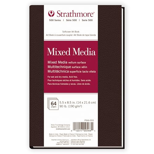 Strathmore 500 Series Mixed Media Paper Art Book, Matte Brown Soft Cover Binding, Natural White, 32 Sheets, 5.5x8.5 inch - size: 5.5x8.5 inch, style: Soft Cover