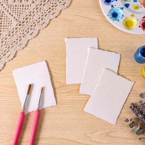50 Pcs Watercolor Paper 2.5 x 3.5in, 300 GSM Handmade Deckled Edge Paper - size: 2.5×3.5 inch