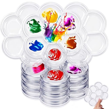 200 Pcs Paint Tray Palettes 5.9 in Clear Disposable Flower Petal Plastic Paint Palette Watercolor Craft Supplies for Art Class, DIY Craft, Halloween Painting Party, Birthday Party - style: Flower Petal