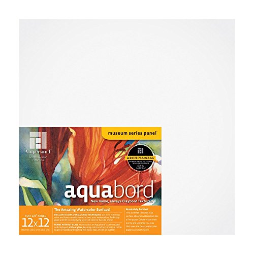 Ampersand Aquabord Panel for Watercolor and Gouache, 1/8 Inch Depth, 12X12 Inch (CBT122) - color: Flat Profile, size: 1/8 Inch, 12" x 12"