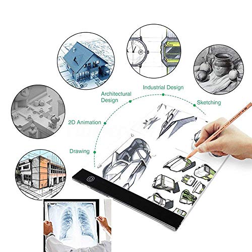Ultra-Thin Portable A4 LED Light Box Tracer w/USB Cable Dimmable Brightness LED Artcraft Tracing Light Box Light Pad for Artists Drawing Sketching Animation Stencilling X-ray Viewing - style: A4 (13*8.5 inch) light pad + 100pcs Tracing Paper