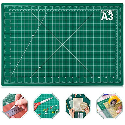 anezus Self Healing Sewing Mat, 12inch x 18inch Rotary Cutting Mat Double Sided 5-Ply Craft Cutting Board for Sewing Crafts Hobby Fabric Precision Scrapbooking Project - color: Green, size: 17.8"L x 11.9"W
