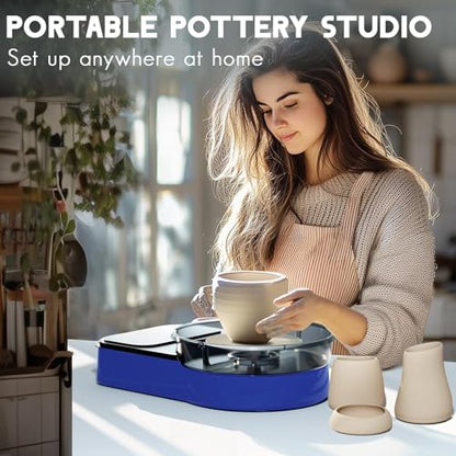 Pottery Wheel for Kids and Beginners - Complete Pottery Set with 6" Turntable with Two-Way Rotation, 2.2lb Clay, Art Supplies Sculpting Tools, Craft Gifts for Kids | Complete Pottery Set with 6" Two-Way Rotating Turntable, 2.2lb Clay, Art Supplies Sculpti