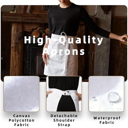 Waist Apron for Men Server Bistro Half 4251BY - color: White, size: 1 Pack