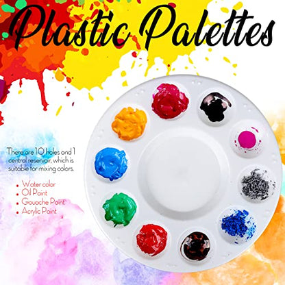 FANDAMEI 20PCS Paint Palette, Paint Tray Palette, Round Paint Trays | Painting Supplies for Kids & Adults, Plastic Paint Palette Tray, Paint Pallets for Students or School Art Painting or Project