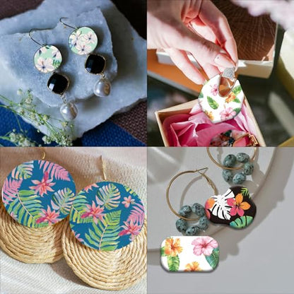 OLYCRAFT Plants Clay Transfer Paper 4 Designs 24pcs Polymer Clay Transfer Sheets for Jewelry Making - style: Tropical Flower
