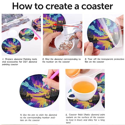 gganmtere 8P Aurora Diamond Art Coasters Kits, Landscape Diamond Painting Coasters Kits for Adults with Holder, DIY 5D Nature Scenery Diamond Dots Present - color: Jxbd121