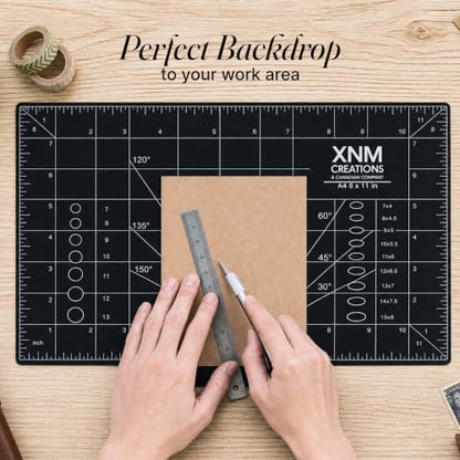 XNM Premium Self Healing Cutting Mat - 8 Inches by 11 inches - A4, 3 Layer Quality PVC Construction - Dual Sided, Imperial and Metric Grid Lines - Perfect for Cutting, Sewing, and Crafts - size: 11"L x 8"W
