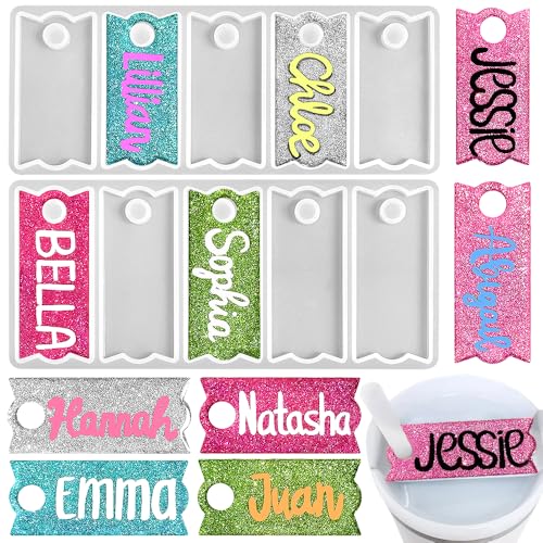 RESINWORLD 10-Cavity 20oz/30oz & 40oz Name Plate Silicone Mold, Cup Topper Mold for Resin Casting