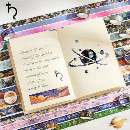 Gold Foil Washi Tape Set 30 Rolls,Decorative Masking Tape for Junk Journal, Scrapbooking Supplies, DIY Crafting Supplies - style: Galaxy