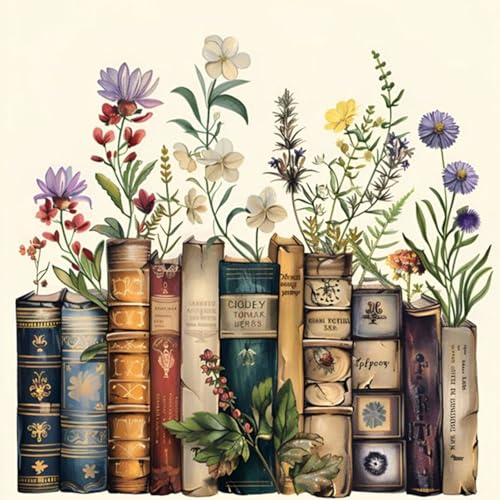 Yezavesu Book Paint by Numbers Kit for Adults Beginner, Flowers Adult Paint by Number Kits on Canvas Without Frame, DIY Acrylic Painting by Numbers for Home Wall Decor Gift 16x16 Inch - color: YOPNF05
