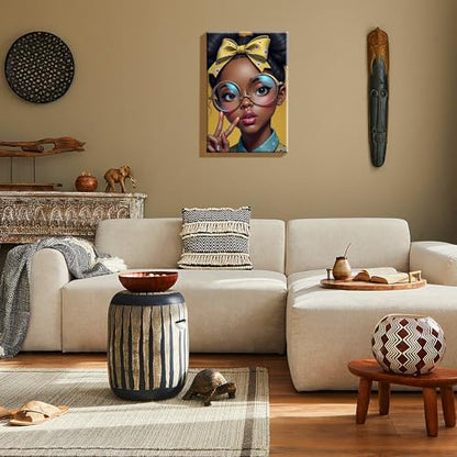 HeeBenor Framed Paint by Numbers Kit for Adults, Black Women, 8x12 Inch - color: Black Women 043