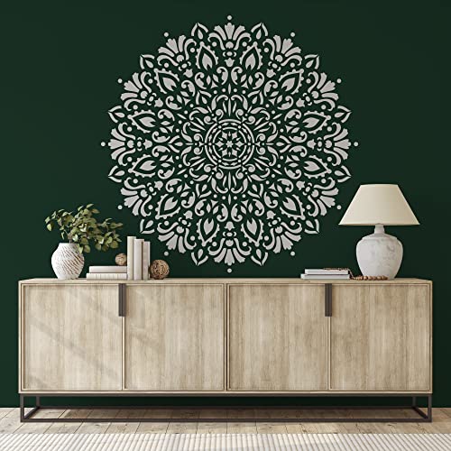 Harmony Mandala Floor Stencil - Furniture Stencils, Mandala Template - size: 30"x30"
