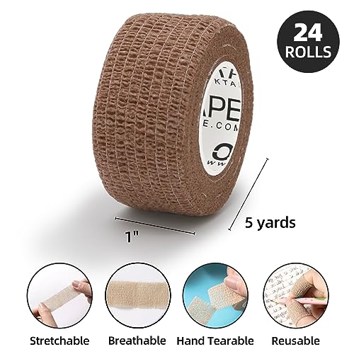 OK TAPE Self Adherent Cohesive Bandages Wrap 24Packs 1" x 5 Yards - color: Mix Color 01, size: 1 In x 5 Yards