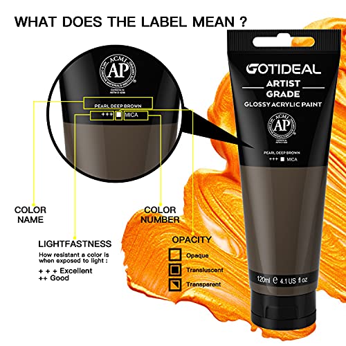 GOTIDEAL Metallic Bronze Acrylic Paint Pearl Deep Brown Tubes(120ml, 4.1 oz) - color: Pearl Deep Brown, style: Metallic