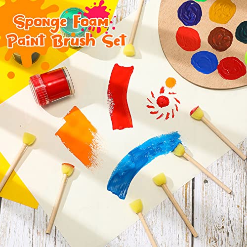 Sabary 100 Pcs Round Sponges Foam Brush Set Paint Sponge Brushes with Wooden Handle Sponge Painting Stippler Set DIY Painting Tools Stippling Kits for Arts and Crafts Acrylic(0.8 Inch) - size: 0.8 Inch