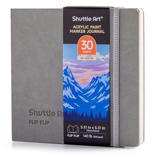 Shuttle Art Acrylic Paint Marker Journal 5.51x5.51, 30 Sheets | 140LB (300 GSM) Watercolor Paper, For Acrylic Markers & Watercolor - size: 5.51×5.51 in