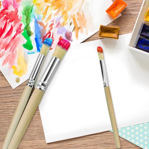 Wooden Stencil Brushes Set, Natural Bristle,6Pcs, 3 Sizes | Wood Paint Template Brush, For Stencil Painting, Painting on Wood Wall, Acrylic, Oil, Watercolor, DIY Art Crafts