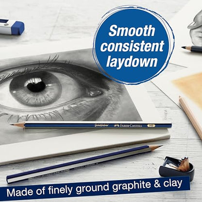 Faber-Castell Graphite Pencils Drawing Set | Back to School Art Supplies | 12 Art Pencils for Sketching (4H, 3H, 2H, H, F, HB, B, 2B, 3B, 4B, 5B, and 6B), Shading Kit