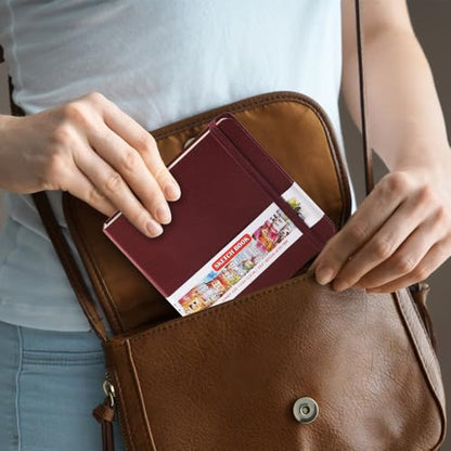 5x5 Pocket Sketch Book,80gsm Hardcover Art Sketchbook for Drawing Journal - color: PU Cover-5x5in-Dark Red