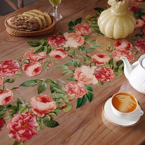 Clear Table Protector Cover Vinyl Rose PVC Tablecloth, 52"x70" | Dining Room, Kitchen Meals, Tabletop Protection, Easy Cleanup, Brunch, Parties, Holiday Gatherings, Everyday Use - color: Rose, size: 52" x 70" (Rectangular)