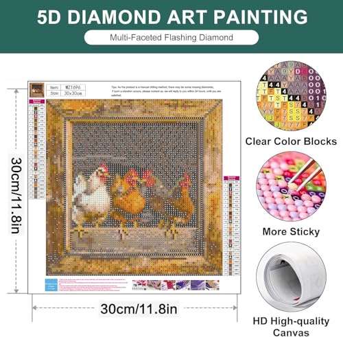 Diamond Art Kits for Adults,Chicken Coop Diamond Painting Kits for Beginner - color: Chicken