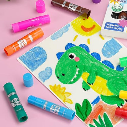 Tempera Paint Sticks for Kids & Artists,96 Pack 12 Vibrant Color,Non-Toxic,Quick Drying,Classic Rainbow Colors,Washable Solid Paint Crayons,Ideal for School Classroom Art Projects & DIY Crafts
