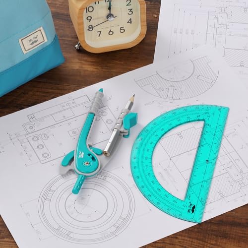 Mr. Pen- Geometry Compass and Protractor Set, 6 Inch Compass - color: Green, size: 1 Set