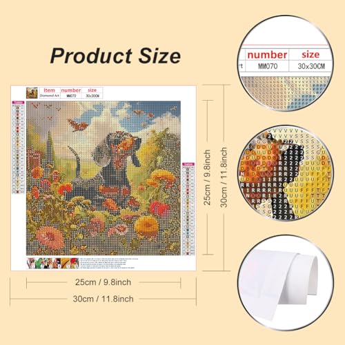 WSLWXSHM Diamond Art Painting Kits for Adults Dachshund Dog, Round Full Drill Diamond Art Kits, 5D DIY Paint with Diamonds Crafts for Home Wall Decoration Gifts 12×12Inch, Animal - color: Dog B