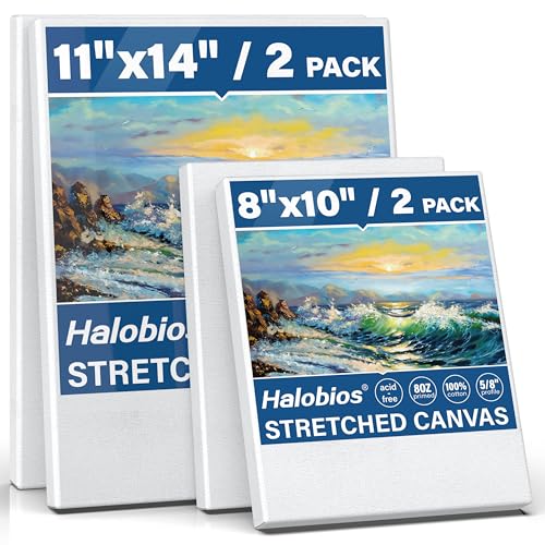 4 Packs Blank Canvases for Painting with 8x10in,11x14in(2 of Each), Stretched Canvases for Acrylics, Oils & Other Painting Media, 100% Cotton, 5/8 Inch Profile of Super Value Canvas Pack - size: 4 Pack Mixed - 11×14IN 8×10IN