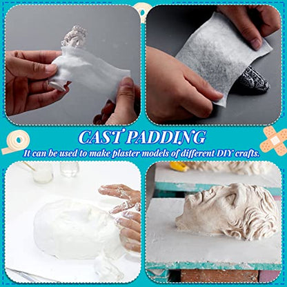 48 Rolls Cast Padding Soft Undercast Gauze Bandage Roll Cotton Wraps Cast Padding Use with Plaster Cloth Gauze Bandage for Body Art Projects Mask Making Crafts, 2" x 8.9 ft