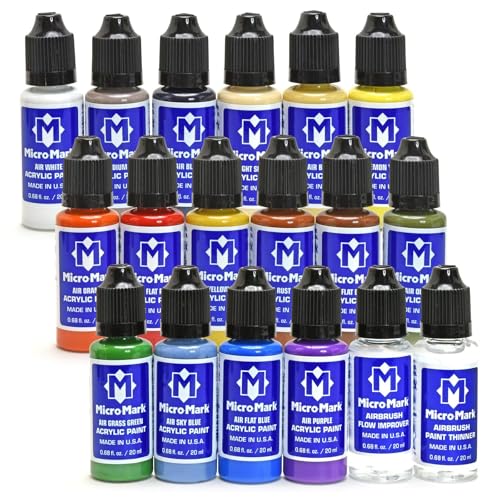Micro-Mark Basic Color Airbrush Paint Set – Versatile Acrylic Paints for Models, Miniatures, Crafters. Great for Figures, Crafts, Dioramas and More.