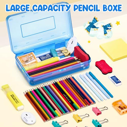 GAMENOTE Plastic Pencil Box with Snap-tight Lid, (Blue/Green/Pink) 6Pack | Kid Hard Pencil Case,Small Art Craft Storage Containers,School Supplies Box for Boys,Girls - color: (Blue/Green/Pink)6Pack