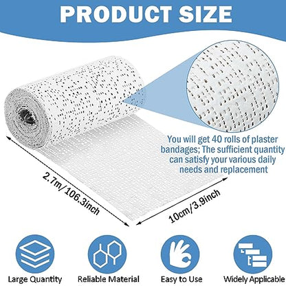 Treela Plaster Cloth Rolls Gauze Bandages Rolls Strips for Belly Casts, Scenery Molds, Mask Making, Art Projects, Body Casts, Craft Supplies(4 Inch x 118 Yard) - size: 4 Inch x 118 Yard