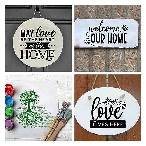 4PCS Self-Adhesive Silk Screen Stencils,Inspiration Screen Printing Transfer for Craft Chalk Stencil Transfers Reusable Stencil for Painting on Wood T-Shirt Fabric Xmas Sign - color: 4PCSHome tree