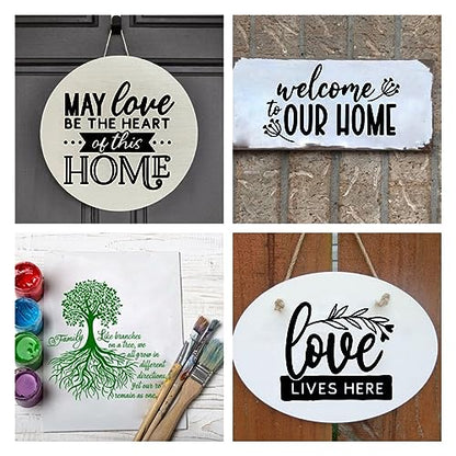 4PCS Self-Adhesive Silk Screen Stencils,Inspiration Screen Printing Transfer for Craft Chalk Stencil Transfers Reusable Stencil for Painting on Wood T-Shirt Fabric Xmas Sign - color: 4PCSHome tree