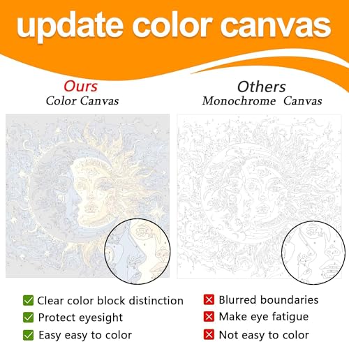 Axquilon 3 Packs Sun and Moon Paint by Numbers Kit for Adults 12x12in - color: 3 Pack Sun Moon